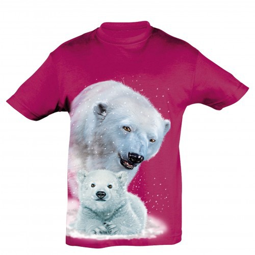 Camiseta Niño Oso Polar y bebé color FUCSIA, , large image number null