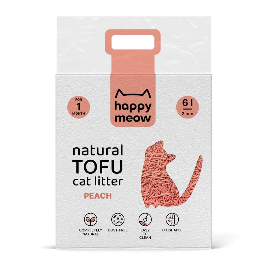 Happy Meow Arena Natural Tofu Melocotón para gatos