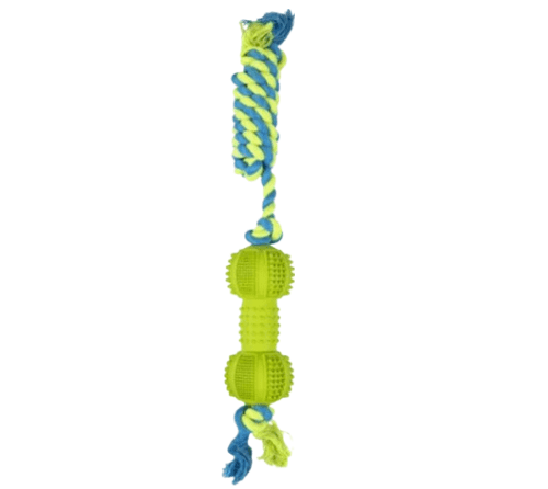 Juguete Flamingo Dental Dumbbell con Cuerda Verde