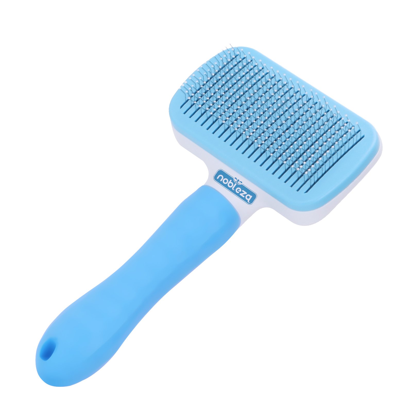 Nobleza Pets Cepillo Perros y Gatos, Autolimpiante Cepillos de Aseo para Mascotas, Remover el Pelo Muerto Carda con Púas Flexible de Acero Inoxidable