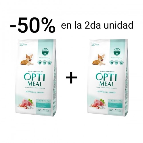 Promoción pienso Optimeal 2º unidad 50% para cachorros sabor Pavo