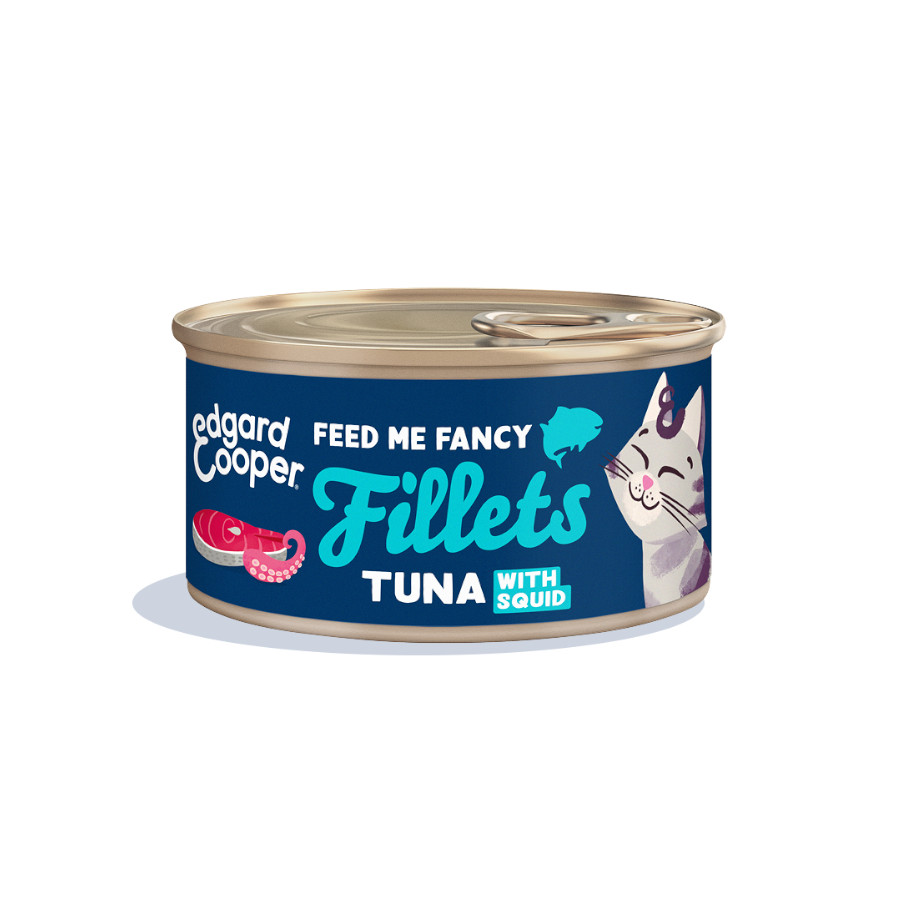 12 latas x 70 g Edgard & Cooper Filetes de Atún y Calamar lata para gatos ¡Pack Ahorro!
