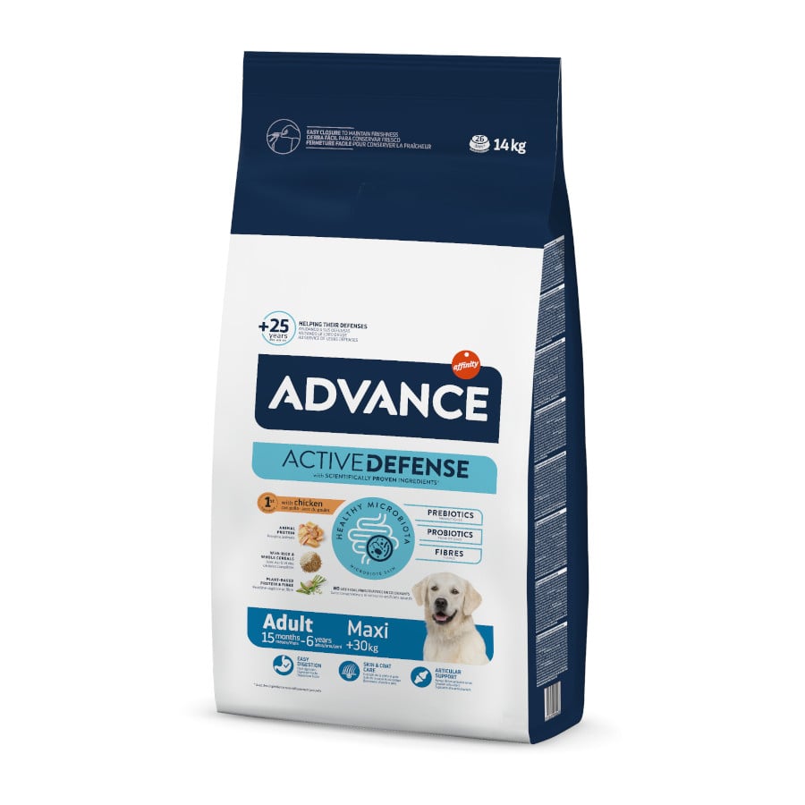 14 kg Advance Active Defense Maxi Adult pollo y arroz pienso para perros