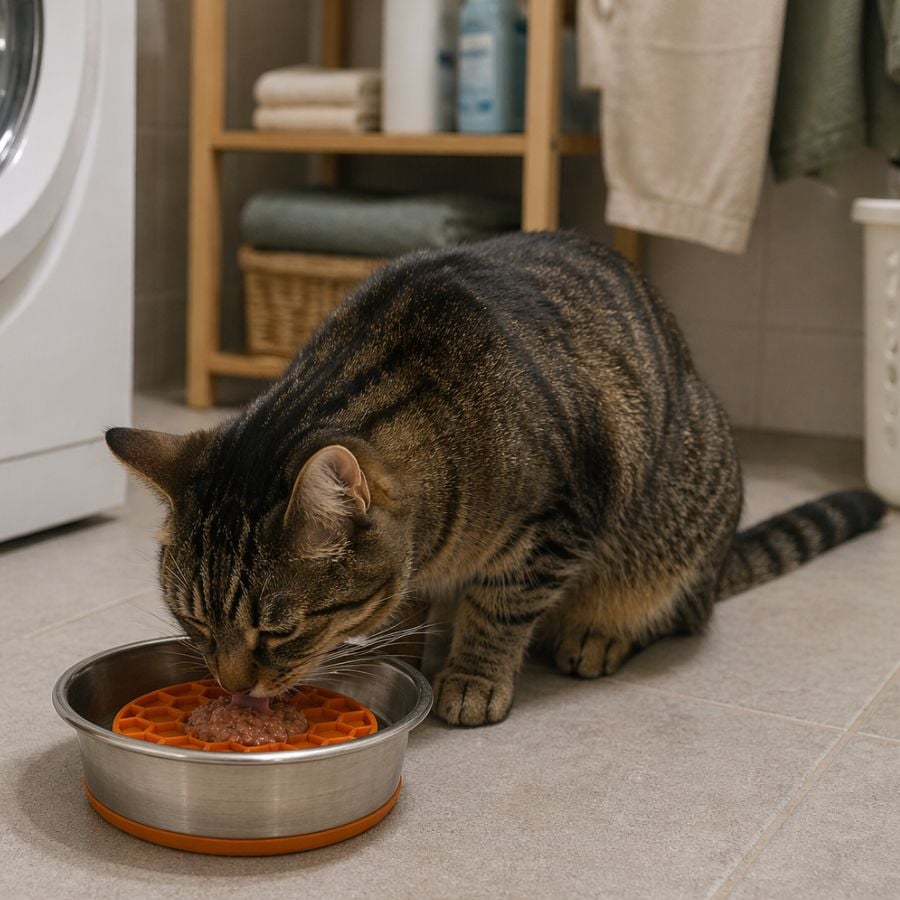 Leeby Comedero Antivoracidad de Acero Inoxidable para gatos
