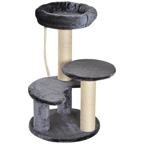 PawHut Rascador de 3 niveles para gatos color Gris