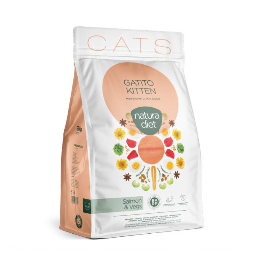 3 kg Nature Diet Kitten Salmón y Vegetales pienso para gatos