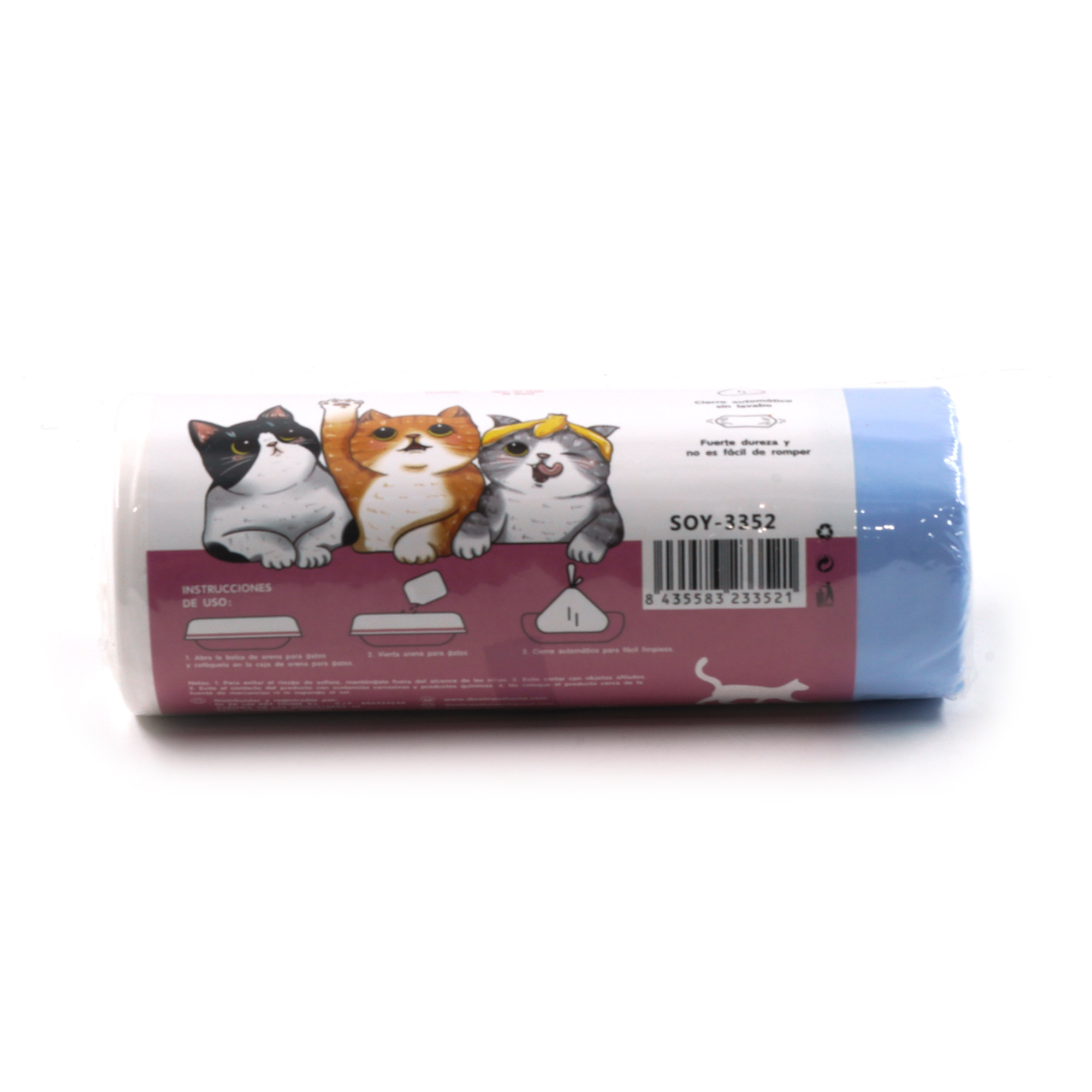 5 rollos de bolsas de basura para autolimpieza, caja de arena para gatos, con cordón, 15 PCS/ ROLLO 60*48cm