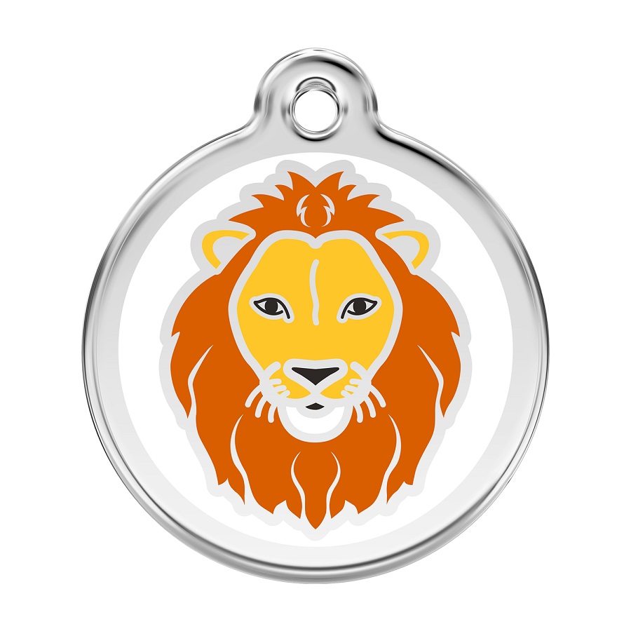 Placa identificativa Acero Inoxidable Esmalte Leon Blanco para perros