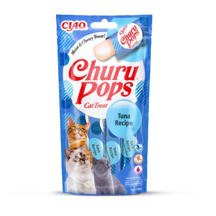 4 sobres x 15 g Churu Palitos Pops Receta de Atún para gatos