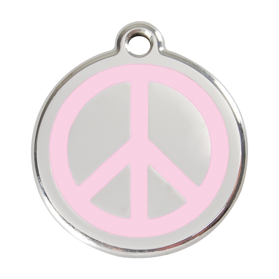 Placa identificativa Acero Inoxidable Esmalte Paz Rosa para perros