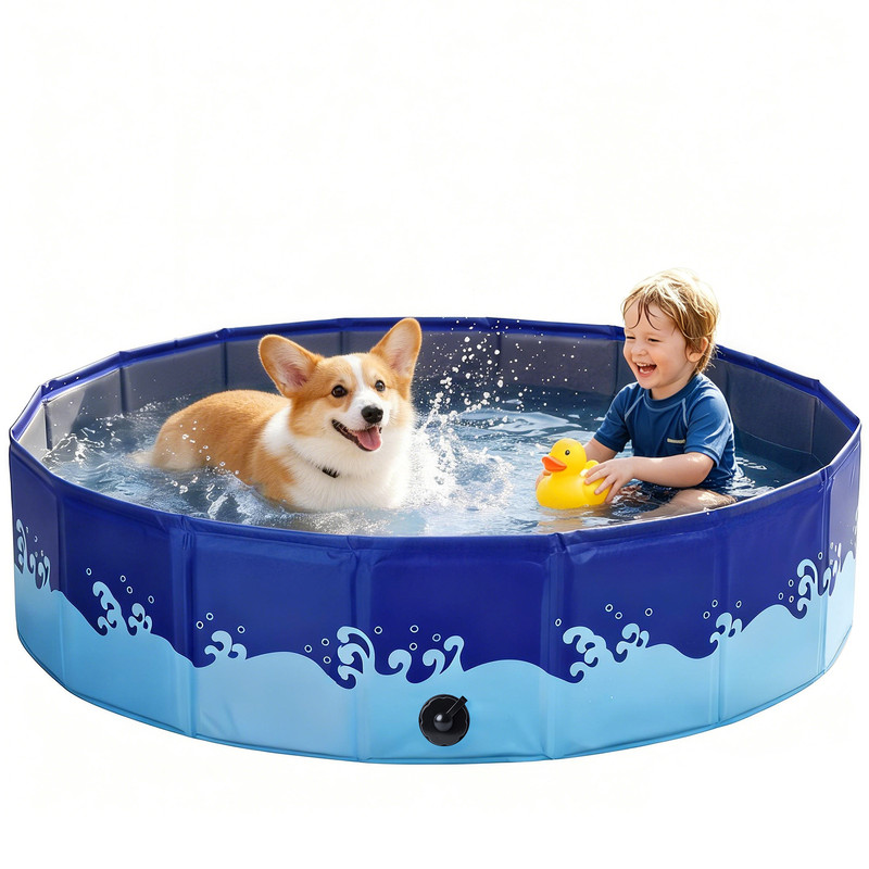 Nobleza Piscina Plegable para Perros – Bañera Portátil Antideslizante con Tablero PP, Tejido Oxford 210D Resistente a Arañazos, Fácil Montaje – D80 x