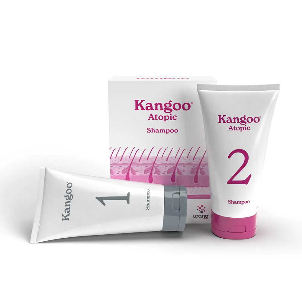 Champú Kangoo Atopic 2 envases de 150 ml Champú dermatológico para perros y gatos con piel sensible Urano
