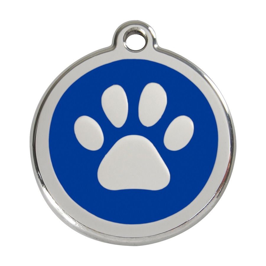 Placa identificativa Acero Inoxidable Esmalte Huella perro Azul para perros
