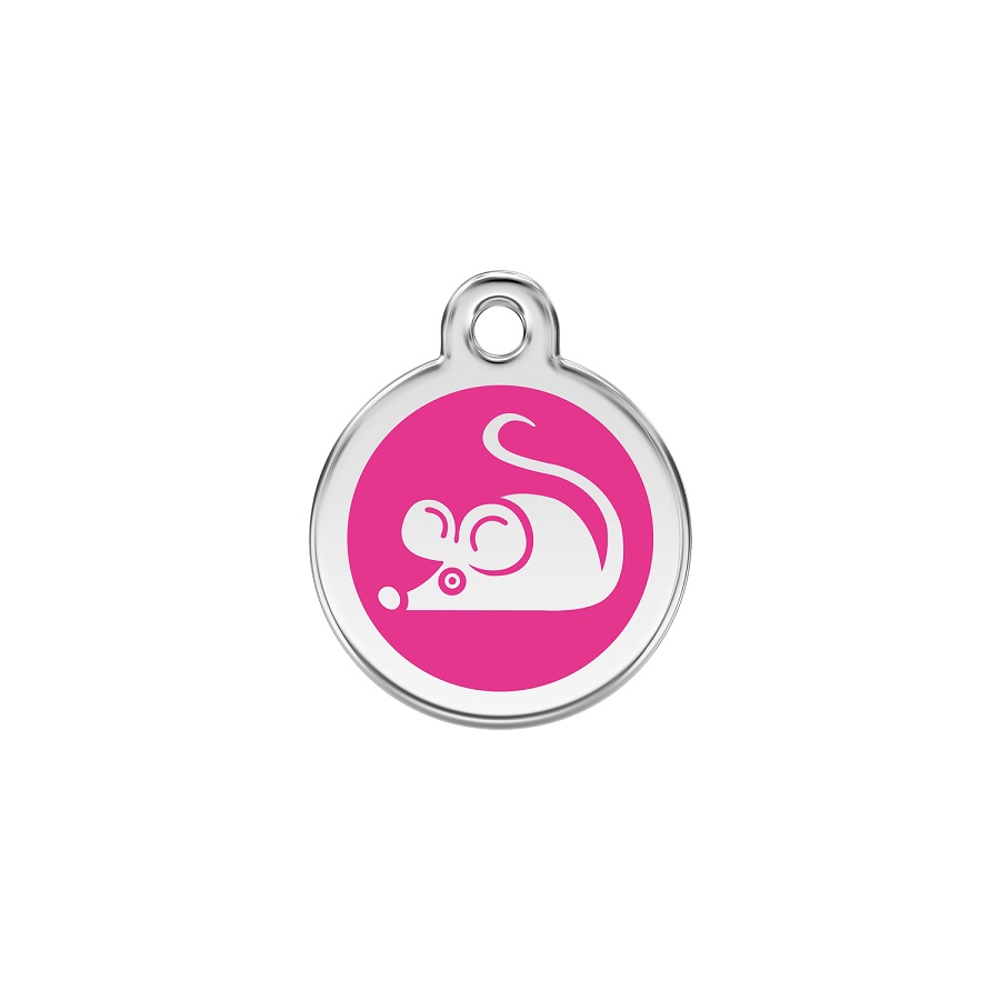 Placa identificativa Acero Inoxidable Esmalte Ratón Rosa Fuerte para gatos