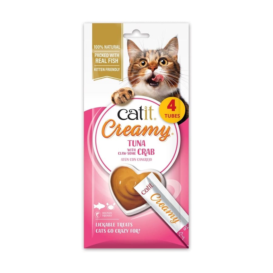 Snacks cremosos para gatos Catit Creamy – 4 Tubos Atún y Cangrejo, 4x10g