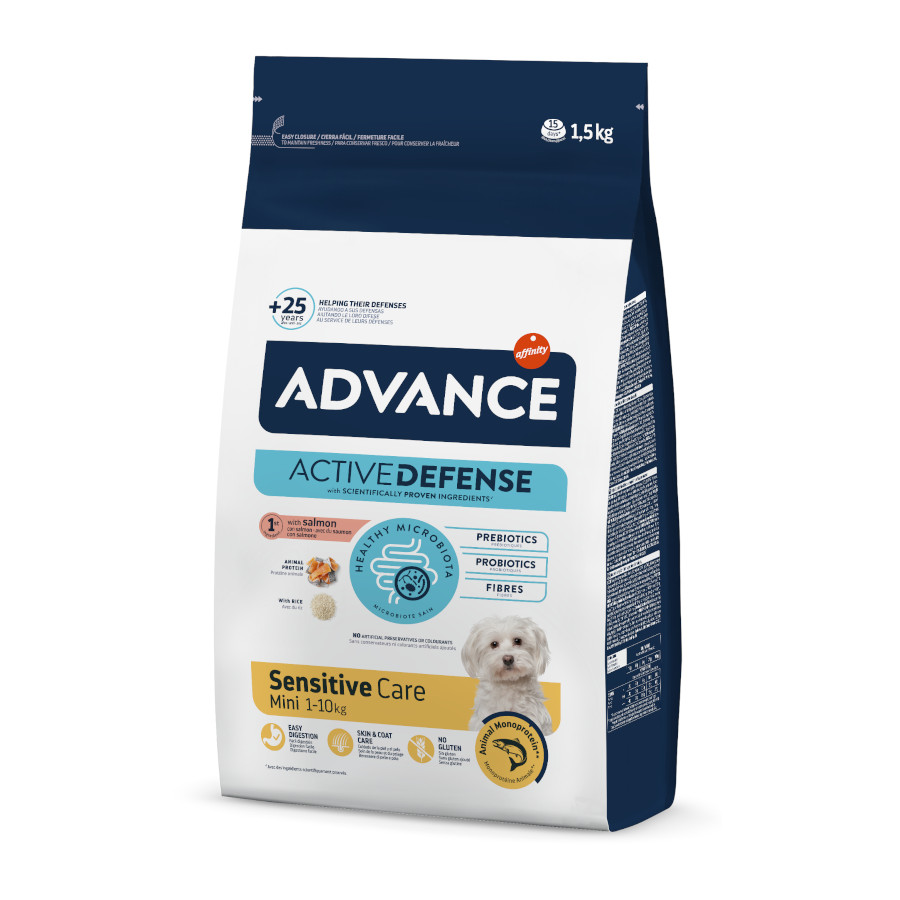 1.5 kg Advance Active Defense Mini Sensitive Salmón y Arroz pienso para perros