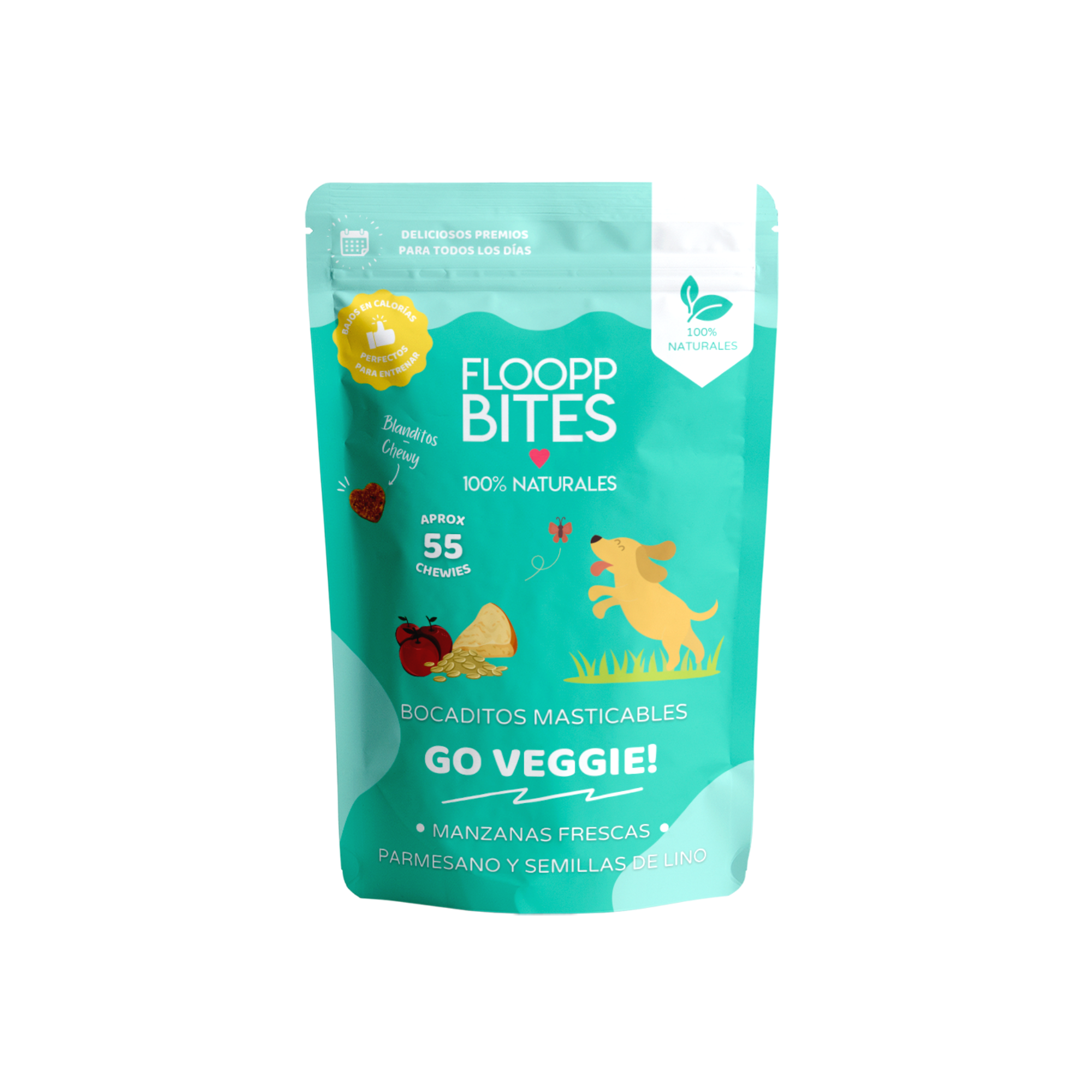 FlooppBITES Soft Snacks para perros 100% Naturales – Textura masticable – Go Veggie! x 6 Pack (300gr.)