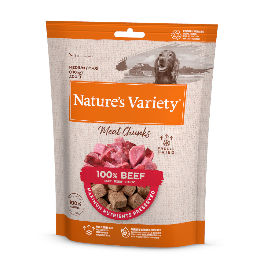 50 g Nature’s Variety Meat Chunks Buey liofilizado para perros