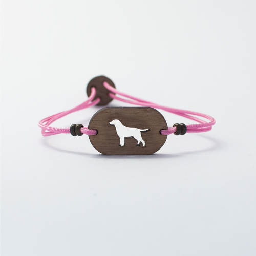 Pulsera de madera Labrador personalizable color Rosa, , large image number null