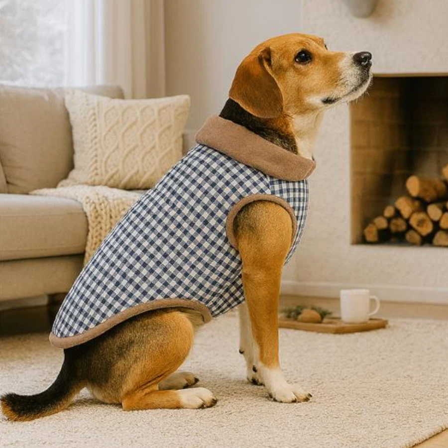 Outech Abrigo Estampado Vichy Azul para perros