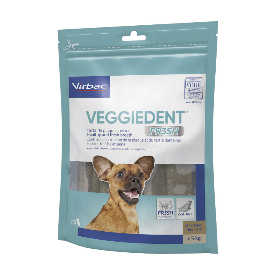 15 barritas Virbac Snacks Dentales VeggieDent Fresh para perros Toy