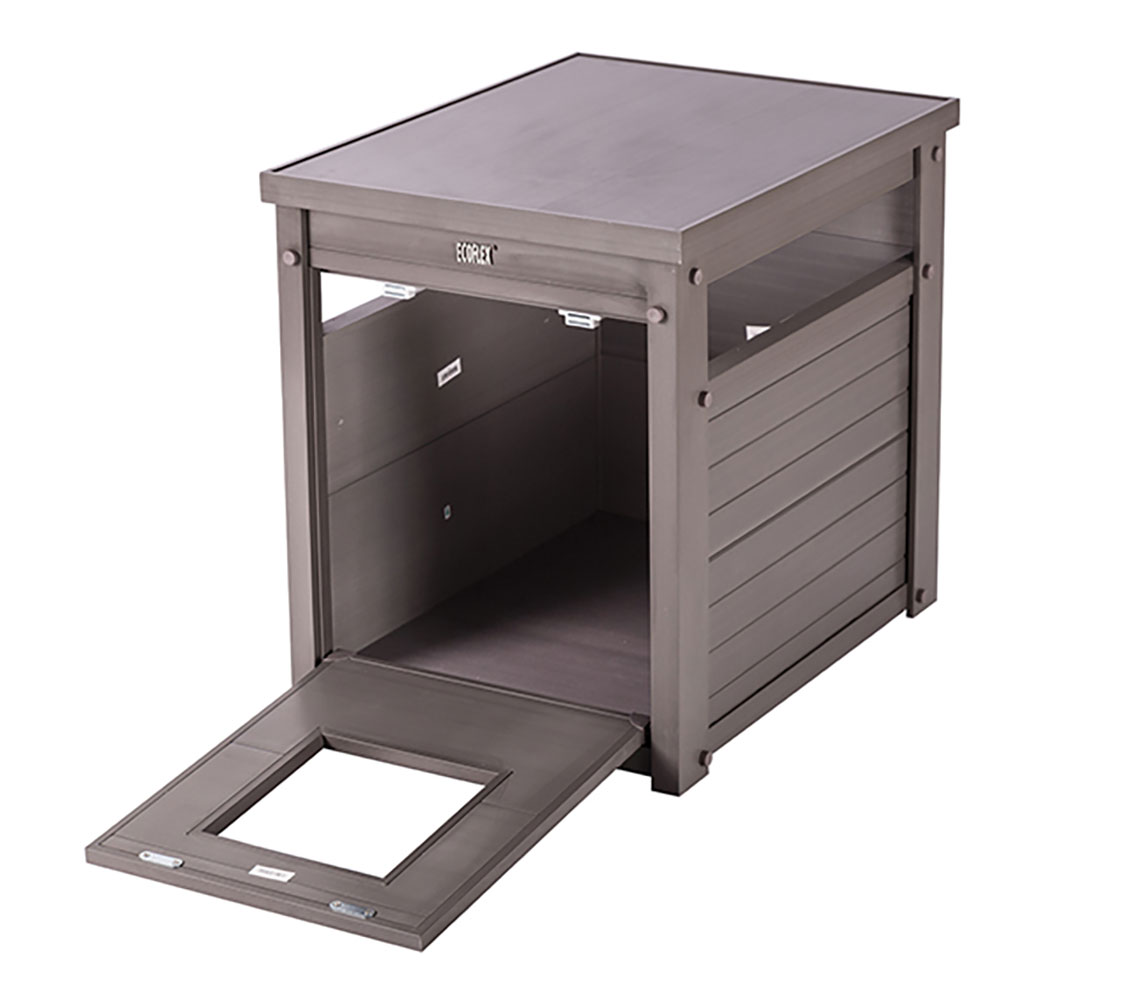 Arenero para Gatos Cubierto Borneo - Fabricado en ECOFLEX - Integra el arenero en la decoración de tu hogar, 58x44,6x70,2 cm, 4 Colores (Gris)