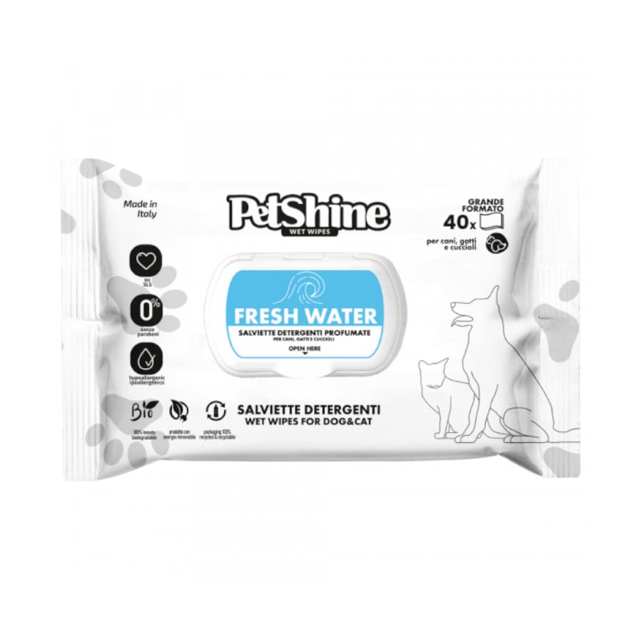 PetShine Fresh Water Toallitas Húmedas sin Alcohol para perros y gatos