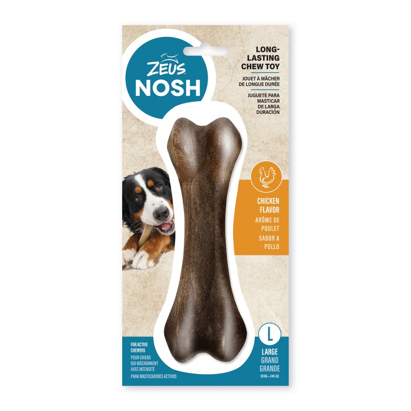 Juguete mordedor para perros Zeus Nosh Strong,  Hueso, Pollo , 15cm