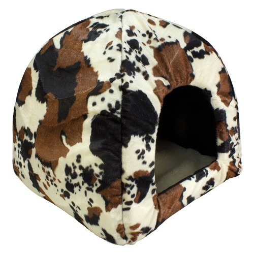 Cama iglú para perros y gatos Piel de vaca color Marrón, , large image number null