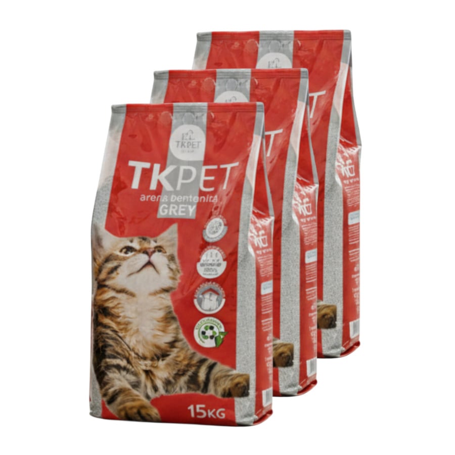 3 x 15 kg TK-Pet Arena Aglomerante Grey de Bentonita para gatos ¡Pack ahorro!