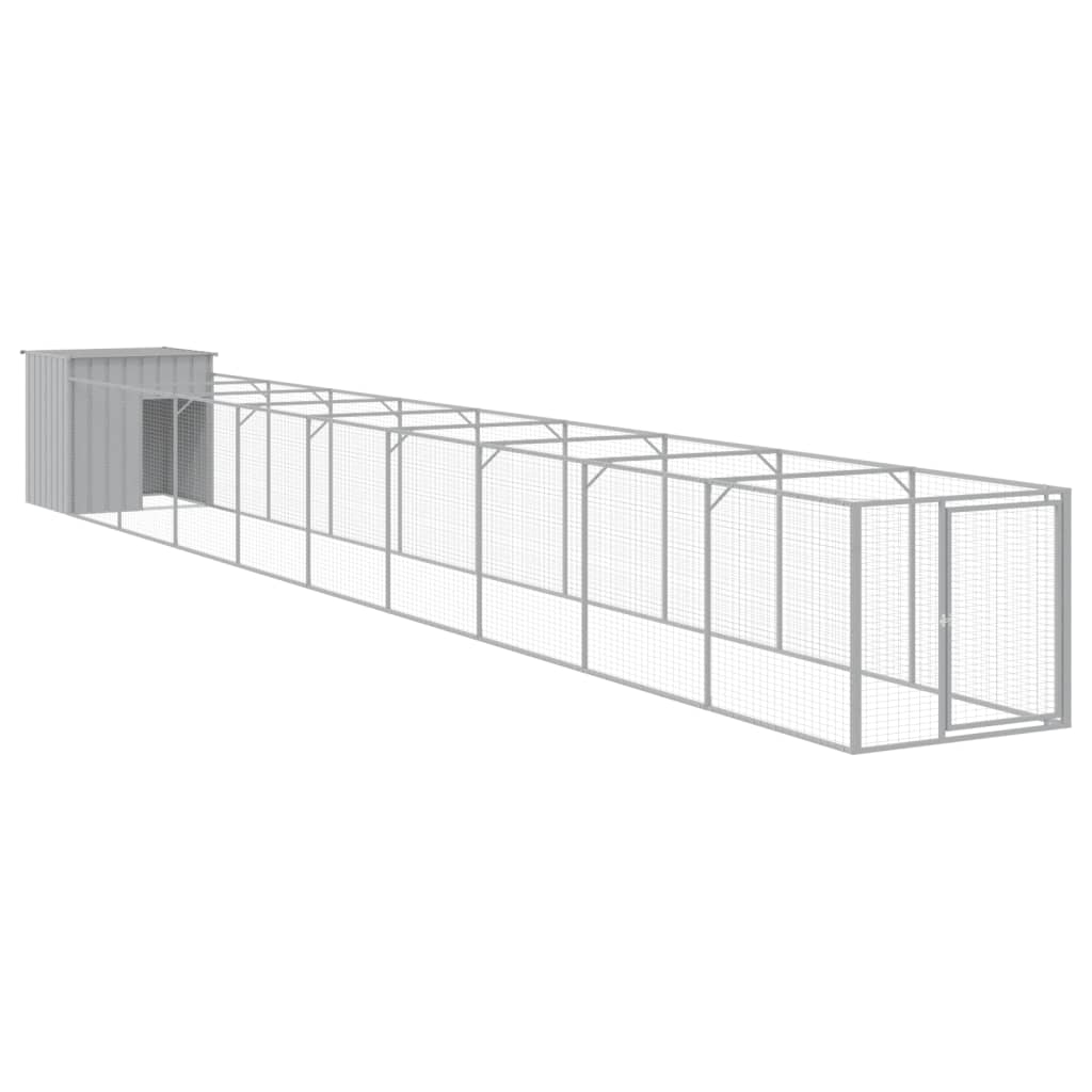 vidaXL Caseta perros corral acero galvanizado gris claro 110x813x110cm