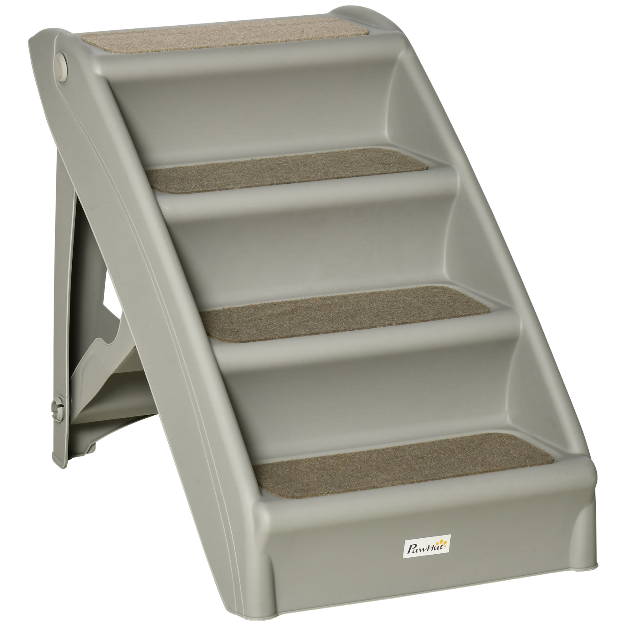 PawHut Escalera Plegable para Mascotas de 4 Peldaños Escalón para Perros Gatos Portátil con Alfombras Antideslizantes para Cama Sofá Carga 20 kg