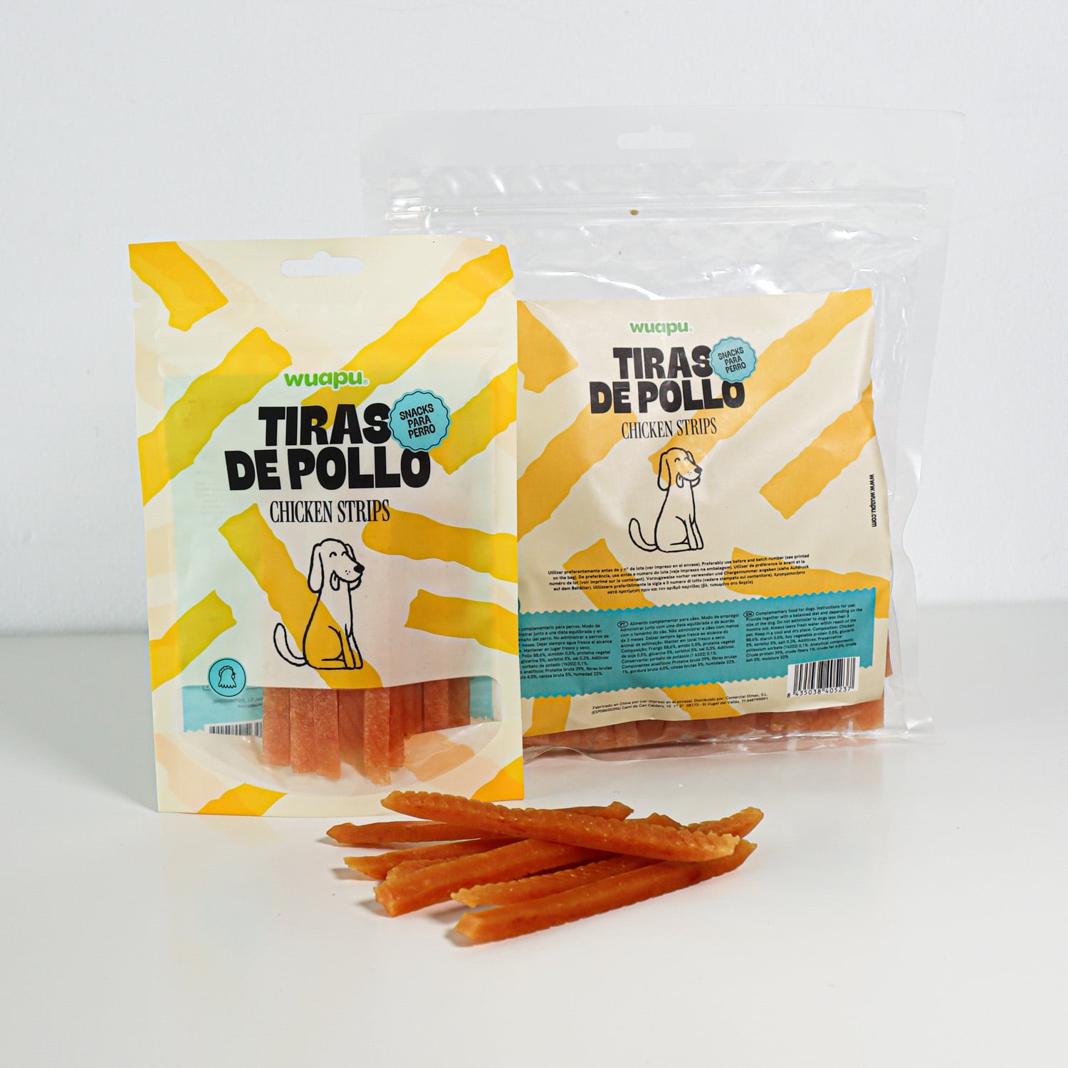 SNACK PARA PERRO EN TIRAS DE POLLO DESECADO WUAPU