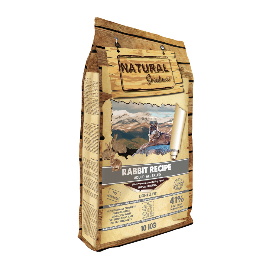 10 kg Natural Greatness Light&Fit Conejo Pienso para perros