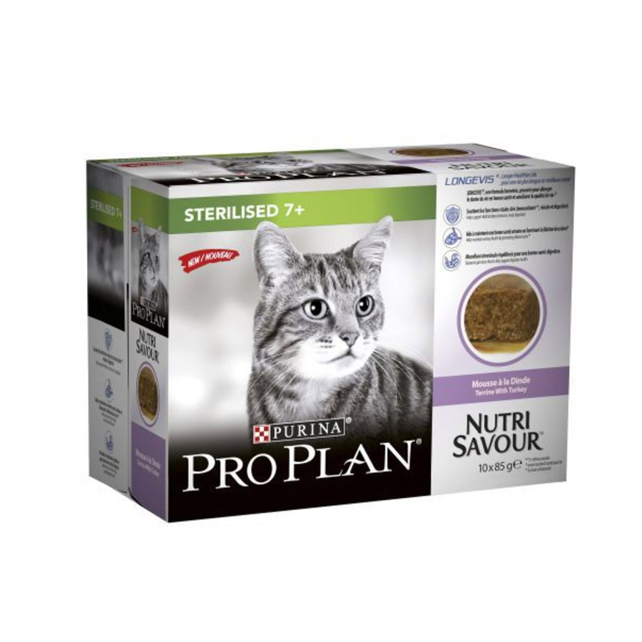 Pro Plan NutriSavour Sterilised 7+ Pavo tarrina para gatos , , large image number null