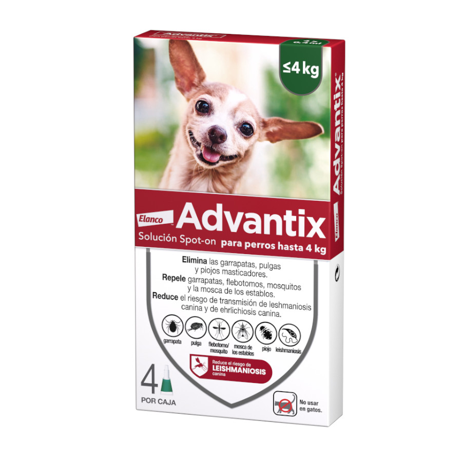 Imagen de Advantix Pipeta Antiparasitaria para Perros hasta 4kg Caja 4u