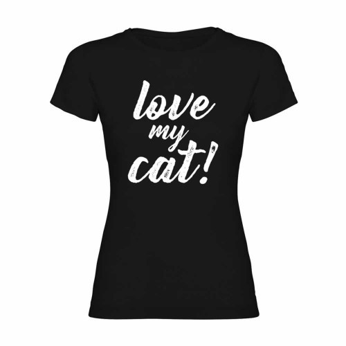 Camiseta mujer «Love my cat!» color Negro