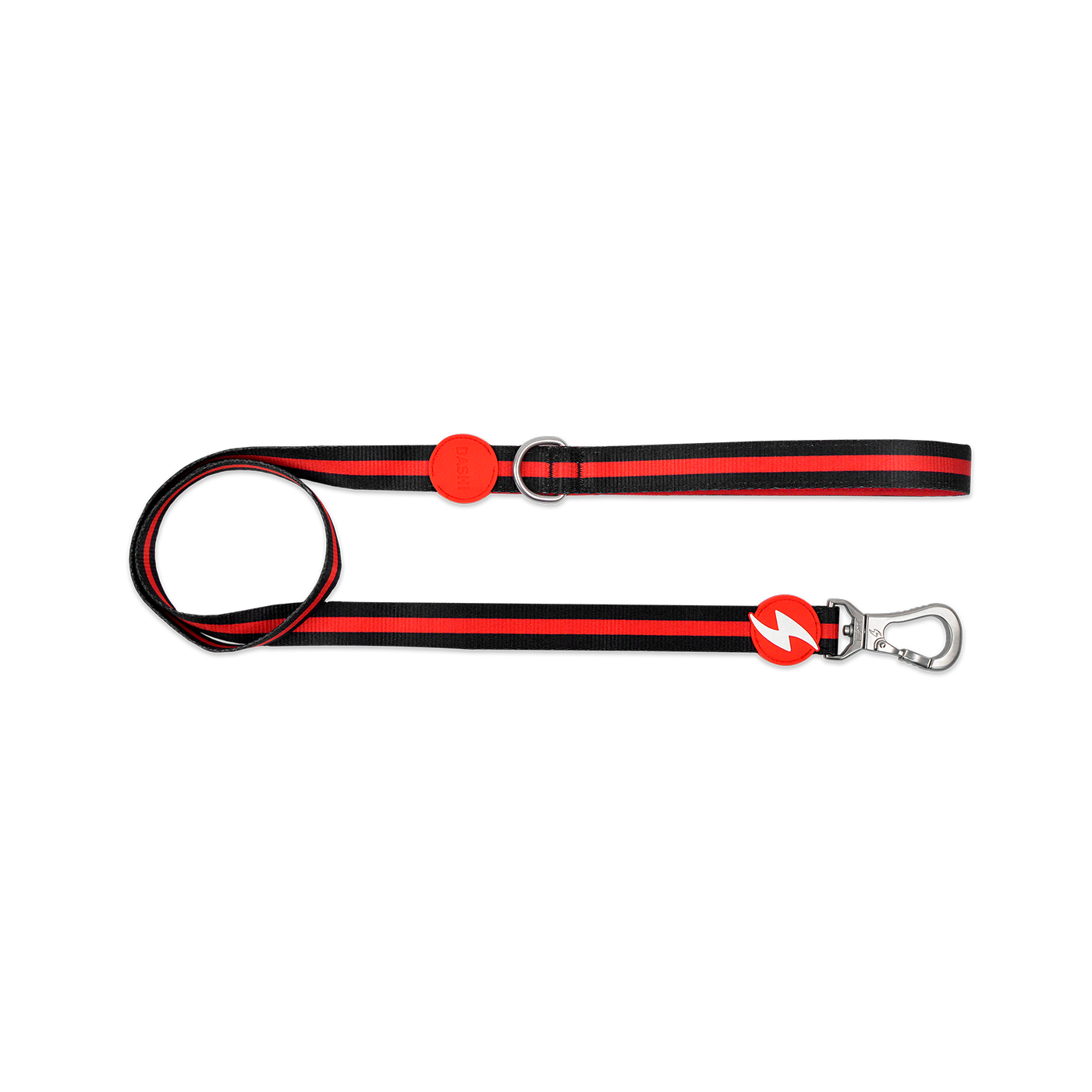 Dashi stripes correa de poliéster rojo y negro para perros