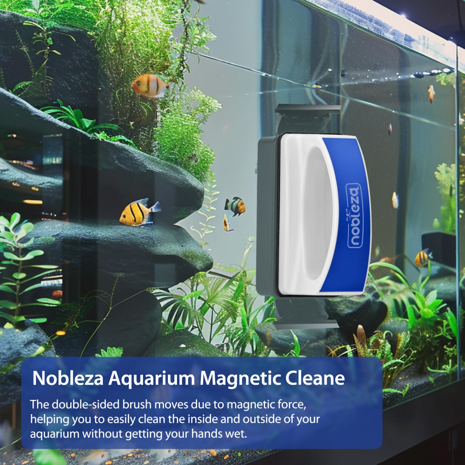 Gueenky Cepillo Magnético Para Acuario Con Raspador De Algas - Imán Fuerte Para Cristal De 10 Mm, Flotante, No Raya