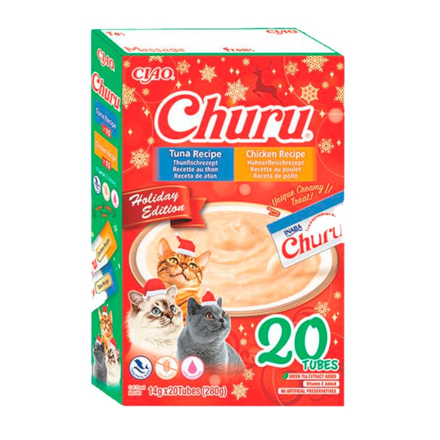 Churu Caja Navidad Pollo y Atún Snack Líquido para gatos
