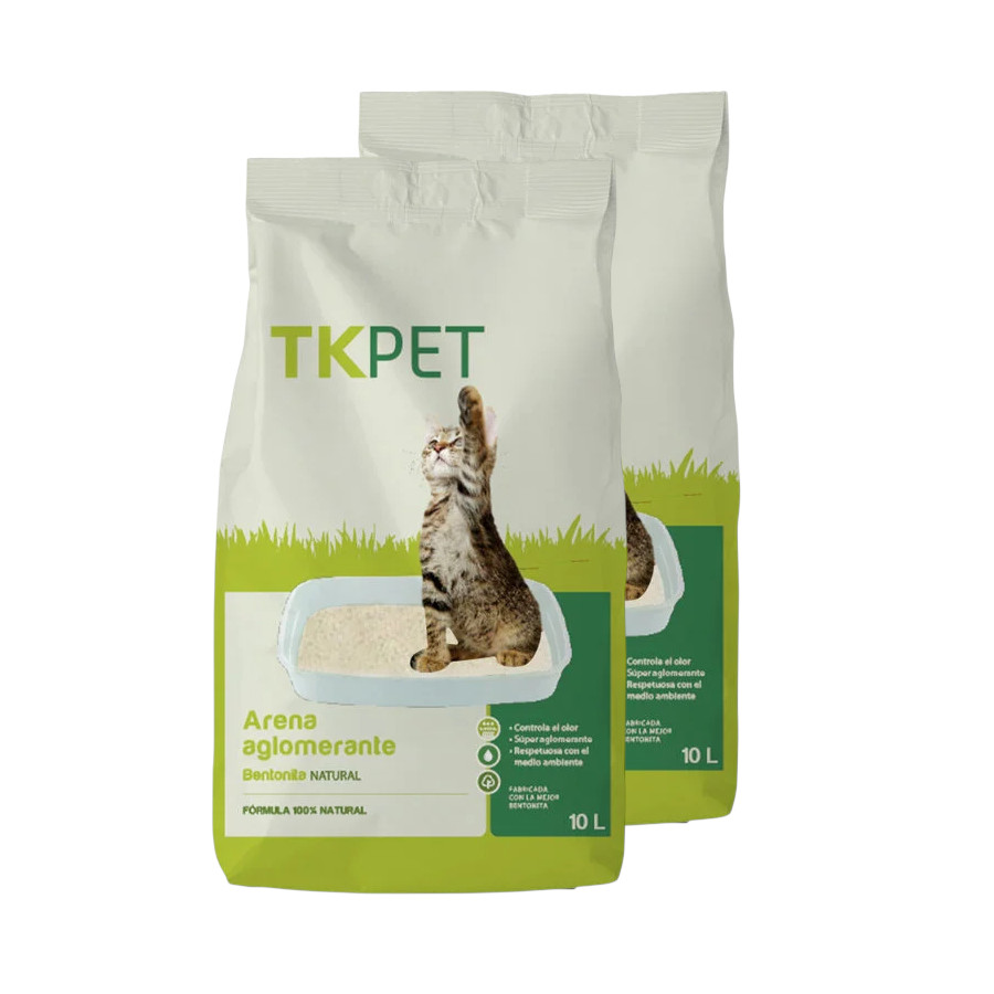 2 x 10 L TK-Pet Arena Aglomerante de Bentonita y Natural para Gatos ¡Pack ahorro!