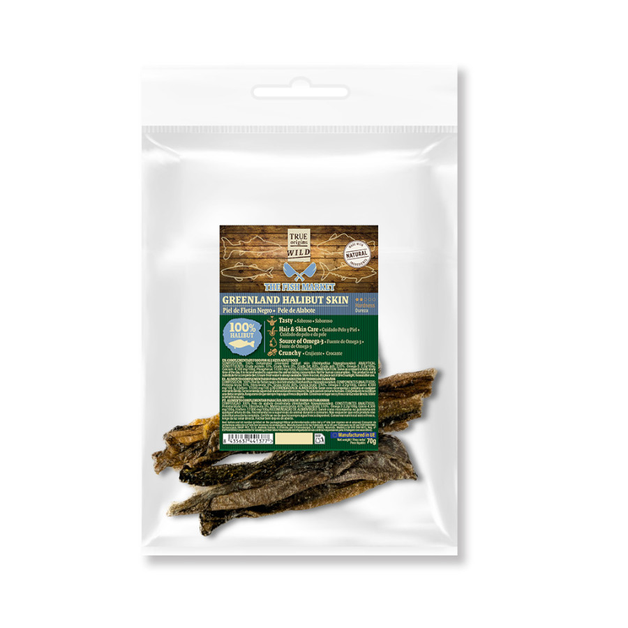 True Origins Piel Fletán Negro Snack para perros