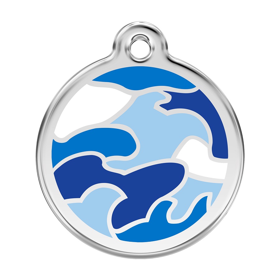 Placa identificativa Acero Inoxidable Esmalte Camuflaje Azul para perros