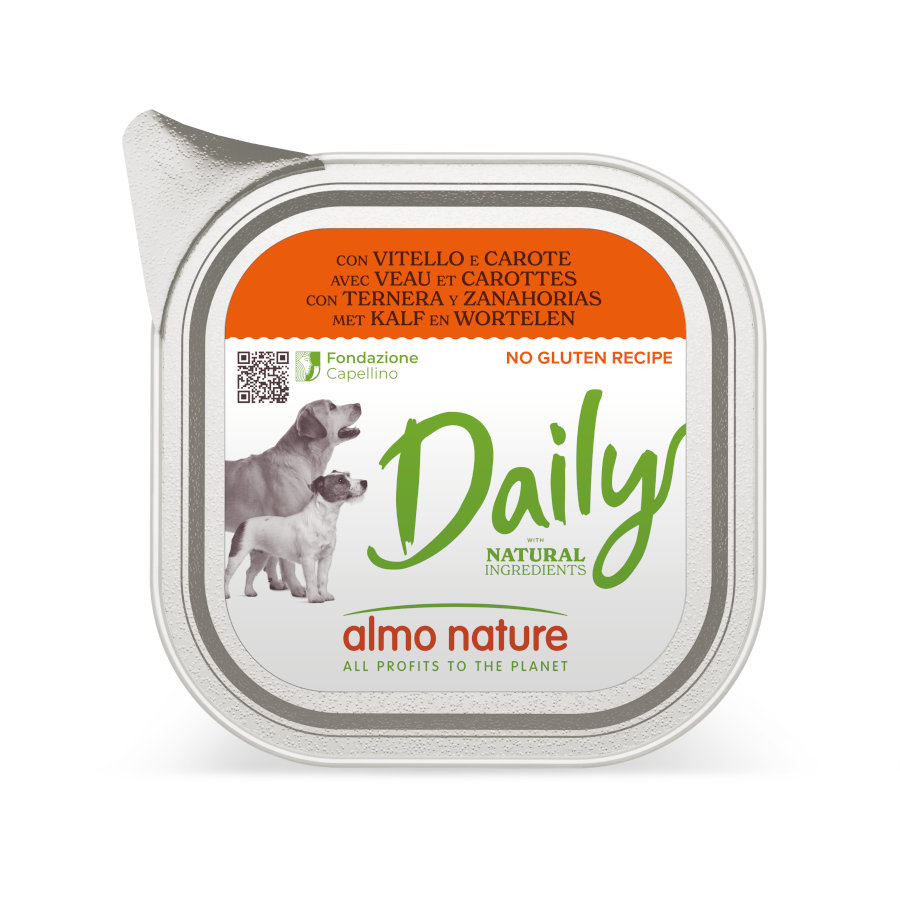 0.1 KG 100 g Almo Nature Daily Grain Free Ternera y Zanahorias tarrina para perros