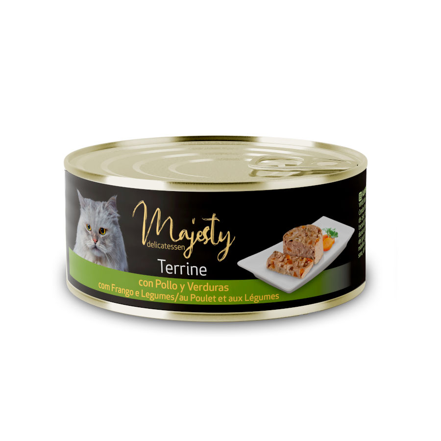 24 latas x 85 g Majesty Adult Terrine Pollo y Verduras lata para gatos ¡Pack ahorro!