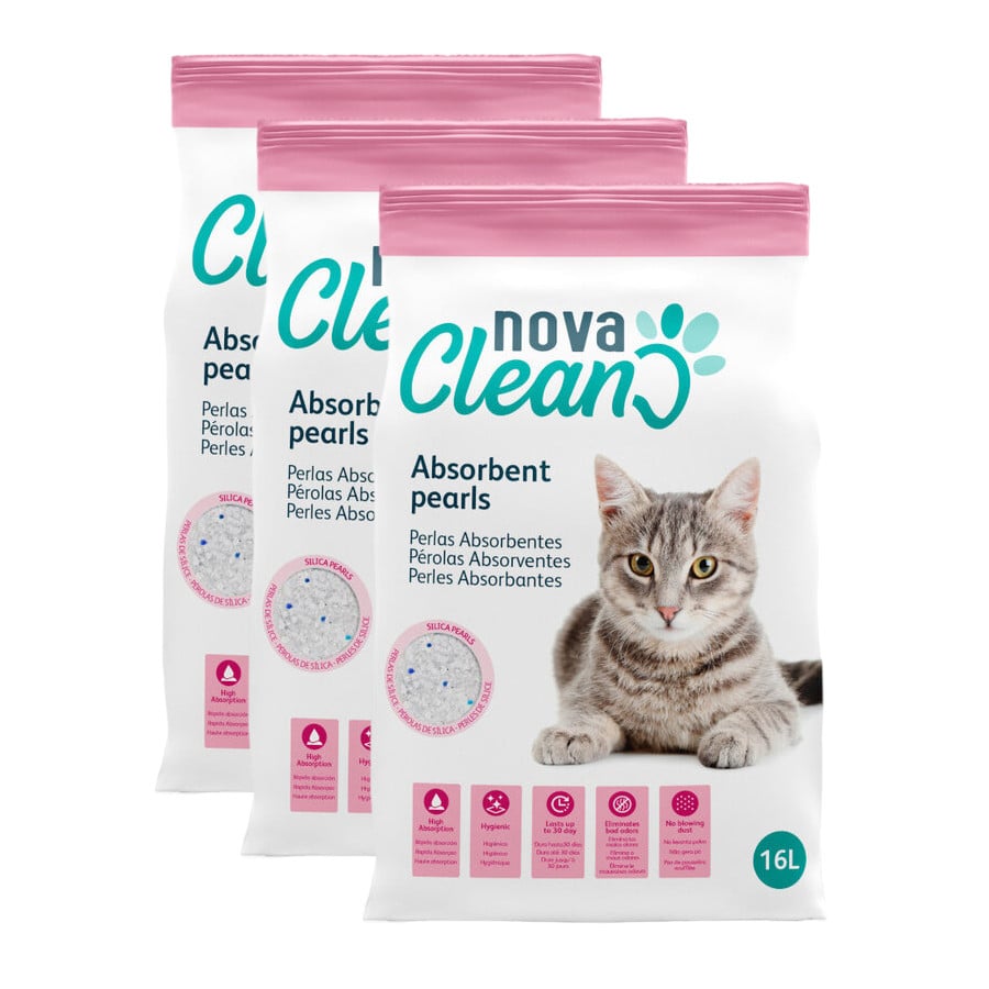 3 x 16 L Nova Clean Perlas Absorbentes para gatos ¡Pack ahorro!