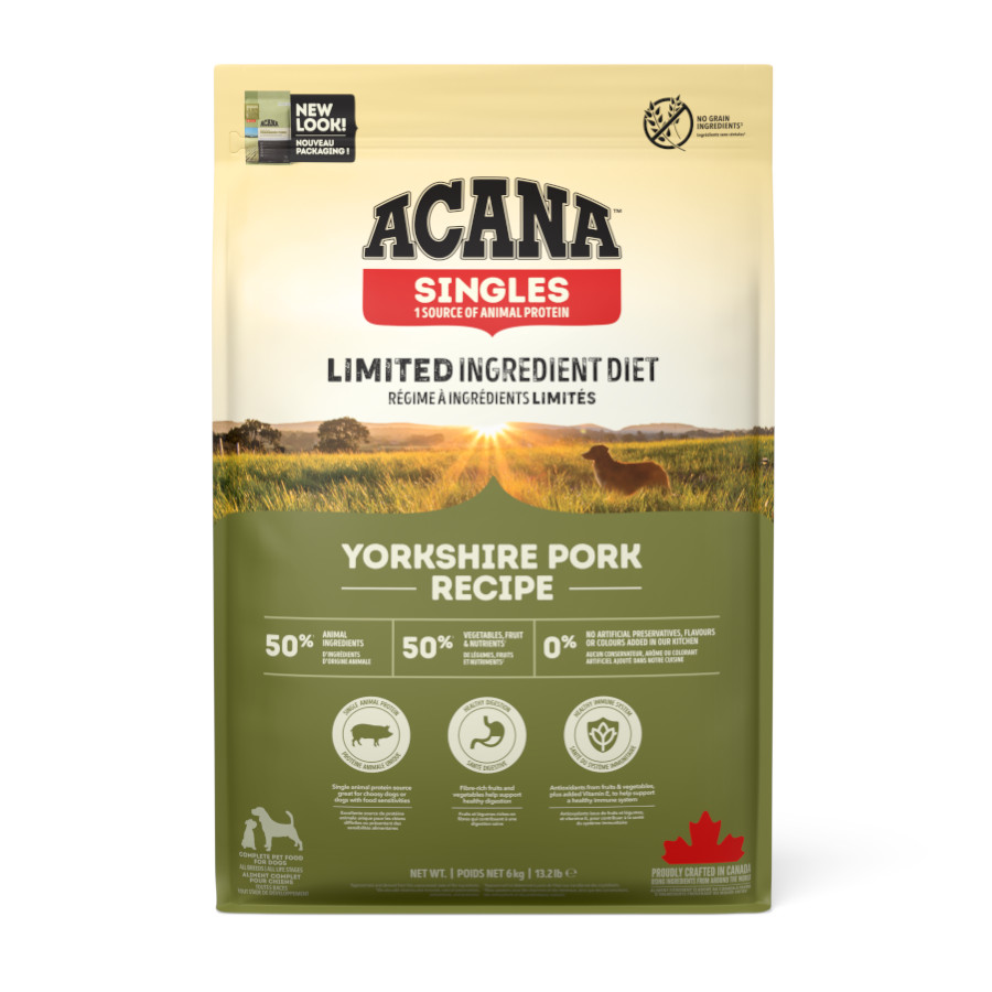 6 kg Acana Singles Yorkshire Pork Cerdo con Calabaza pienso para perros