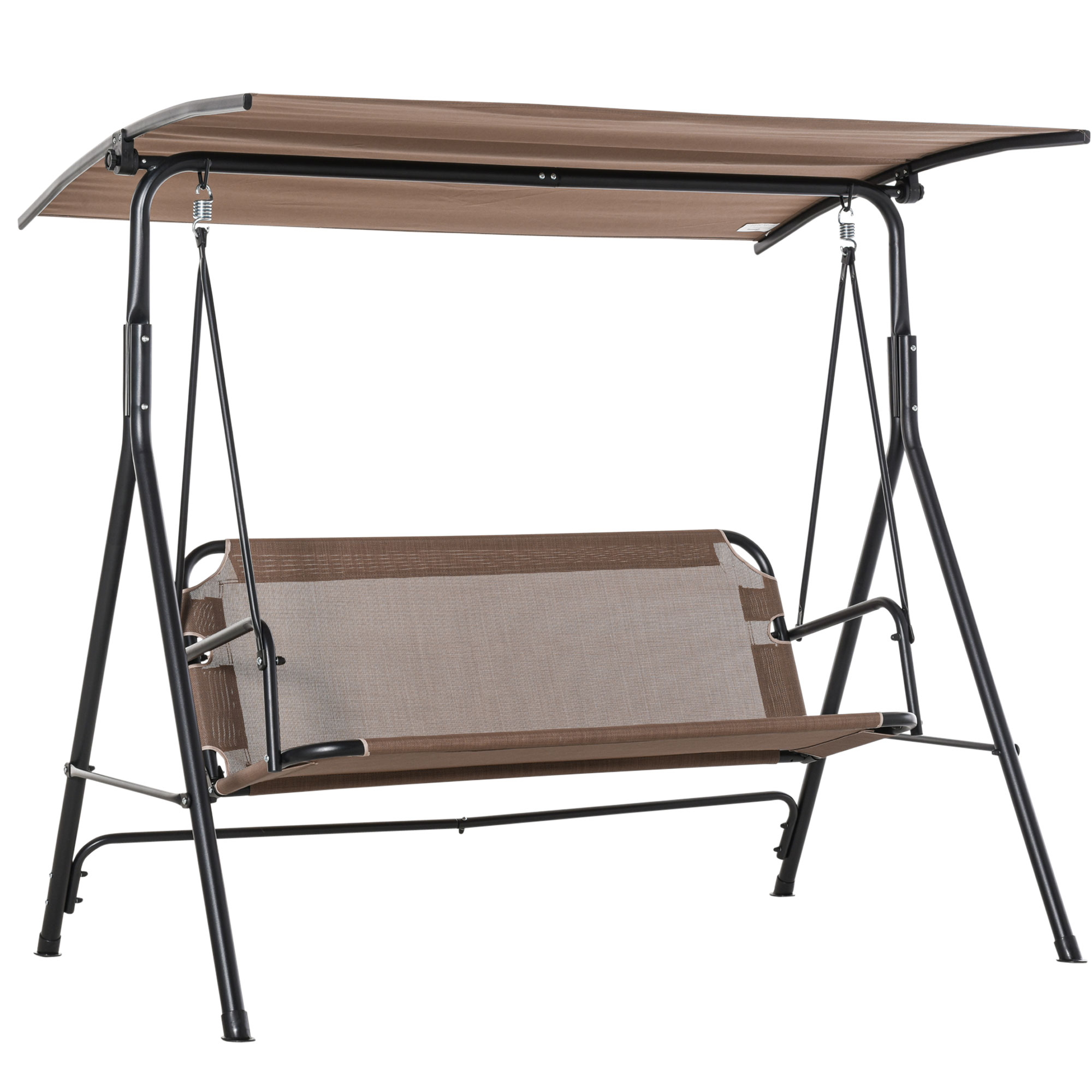 Outsunny Columpio de Jardín de Exterior de 2 Plazas Silla Balancín con Parasol Techo Ajustable en Ángulo Terraza Balcón Exterior Carga 200 kg