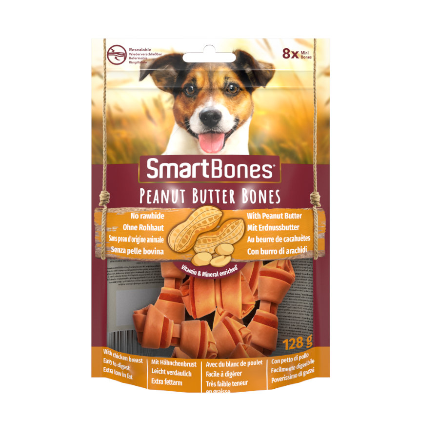 8 huesos SmartBones Huesos de Mantequilla de Maní Mini para perros