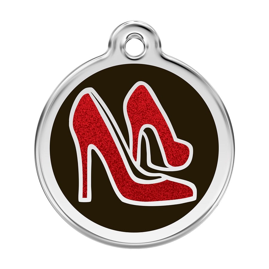 Placa identificativa Purpurina Rojo Tacones Negro para perros